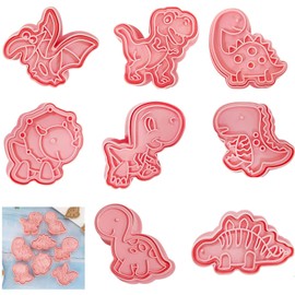Set of 8 Dinosaur Cookie Cutters, Children's Dinosaur Cookie Cutters, Cookie Cutters, Christmas 3D, Plastic Stamp Cookie Cutters