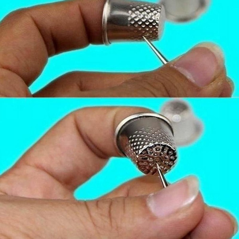3Pcs Silver Thimbles Tailor Sewing Tool Metal Grip Finger Shield