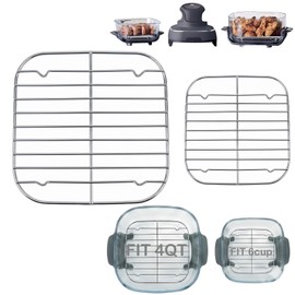 Buwesru 2Pcs Stainless Steel Crisper Rack Replacement for Ninja FN101 Crispi 4QT & 6CUP Air Fryer - Dishwasher Safe Grill Pan & Air Fryer Accessories for Even Heating, Roasting & Dehydrating