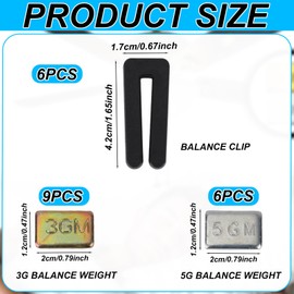 21pcs Ceiling Fan Balancing Kit, Including 6 Self Adhesive Metal 5g Weights and 9 Metal 3g Weights and 6 Plastic Balance Clips Ceiling Fan Blade Balancing Kit
