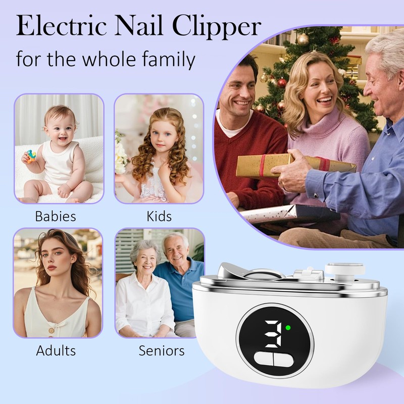 YunLuna 3-in-1 Electric Nail Clippers with Light Safe for Baby