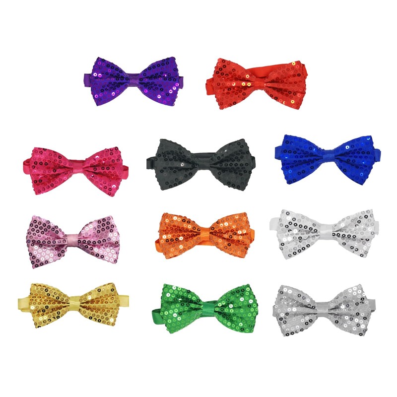 CHENGZI Plain Sequin Bow Tie Reflective Bow Tie Party Accessories