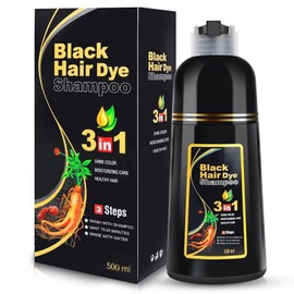 Instant Negro Hair Tinte Shampoo 3 En 1 para Cobertura de Cabello Gris para Mujeres y Hombres Ingredientes A Base de Hierbas 16.9 Oz