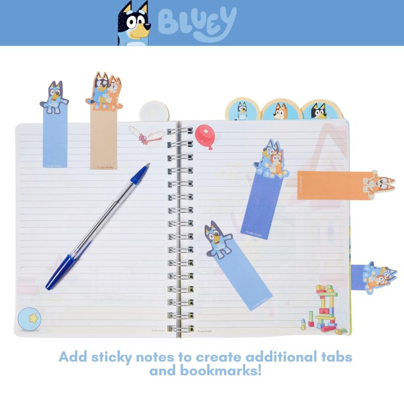 Innovative Designs Bluey Tab Journal Spiral Notebook, Ballpoint Pen, Sticky