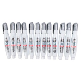Brock 12 Pc Set Metallic Silver Super Met-Al Fine Tip Paint Marker Pens 1.4mm Weatherproof Stone Rubber Plastic Glass for Industrial Auto Trade