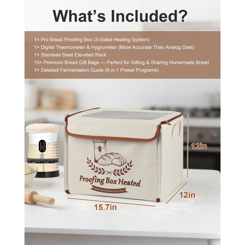 COCO BIRD Folding Bread Proofing Box with Window & Hygrometer,