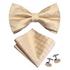 GUSLESON Mens Plaid Checkered Bow Tie Handkerchief Jacquard Woven Adjustable
