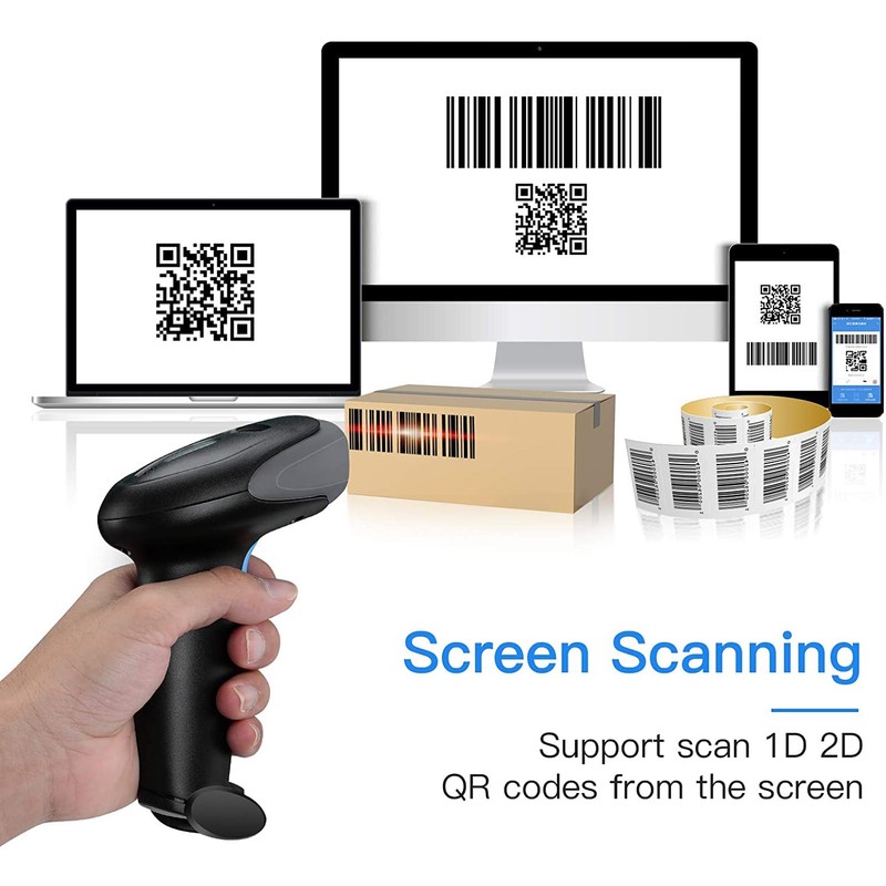 Eyoyo 1D 2D QR Barcode Scanner with Stand, Handheld USB