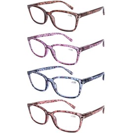 DOOViC 4 Pack Computer Reading Glasses Blue Light Blocking Anti Eyestrain Spring Hinge Stylish Readers for Women 1.75 Strength
