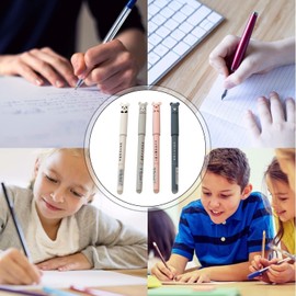 Katartizo Cute Erasable Gel Pen, 4 Pcs Multifunction Writing Instrument, Refillable, Cartoon Theme, Gel Point, Round Body, Snap Closure, Unisex, Writing, Drawing, Coloring, 1 Set