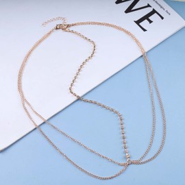 Inateannal Boho Rhinestone Layered Head Chain Gold Crystal Tassel Hair Chain Headdress Sparkling Rhinestone Bridal Headband Chain Prom Party Festival Head Chain Jewelry for Women and Girls