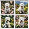 White West Highland Terrier Dog Coaster Set. 4 different Westie