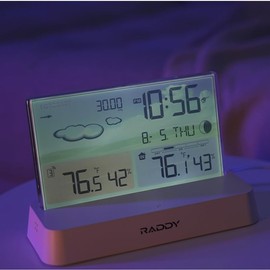 Raddy DT6 Weather Station Indoor Outdoor, Atomic Clock, Digital Color Display Indoor and Outdoor Thermometer Hygrometer, Home Weather Station with Wea