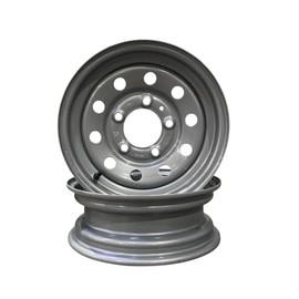 Taskmaster Vesper 2-Pack Steel Silver Modular Trailer Wheel Rim 12x4 on 5x4.5 Bolt Pattern 3.19 Center Bore 1250 Load Carry Capacity