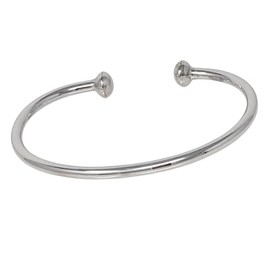 TreasureBay 925 Sterling Silver Torque Bangle for Men and Women, Solid Cuff Bracelet with Ball Ends, 4mm Wide, Classic Minimalist Design