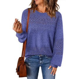 Boho Tops for Women Fall Fashion 2025 Womens Sweaters Long Sleeve Shirts Oversized Tshirts Sweatshirt Fashion Clothing Vacation Clothes Holiday Outfits Blue L