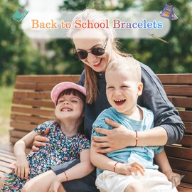 PEALICIOUS Back to School Bracelet Mommy and Me, 3PCS Back to School Gifts for Daughter with Red String, First Day of Kindergarten Bracelet Matching 1st Day of School Outfit as Mother and Son Jewelry