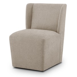 KISLOT Upholstered Dining Chair with Casters Wingback Modern Side Armless Deskchair with Rollers for Diningroom Bedroom Livingroom Reading Room