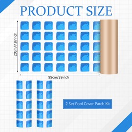 Pushglossy Pool Patch Repair Kit 8 x 39 Inch Self Adhesive Swimming Safety Cover Patch Kit Pool Cover Repair for Inground (Blue and White,2 Rolls)