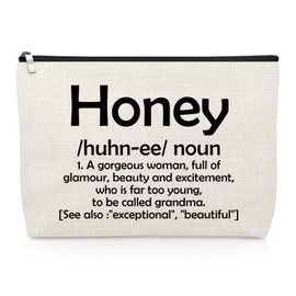 Honey Grandma Gifts Honey Definition Cosmetic Bag Mothers Day Gift for Grandma Appreciation Makeup Bag for Grandmother Nana Presents for Birthday Mimi Gigi Travel Pouch Grandmother Presents