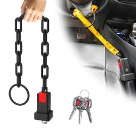 Steering Wheel Lock Anti-Theft Device, Seat Belt Lock, Anti Theft Car Device with 3 Keys, Car Theft Prevention Device Fit Most Vehicle, SUV, Golf Cart Security