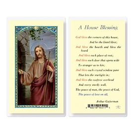 A House Blessing Jesus Knocking Laminated Holy Cards, 25-Count Value Pack