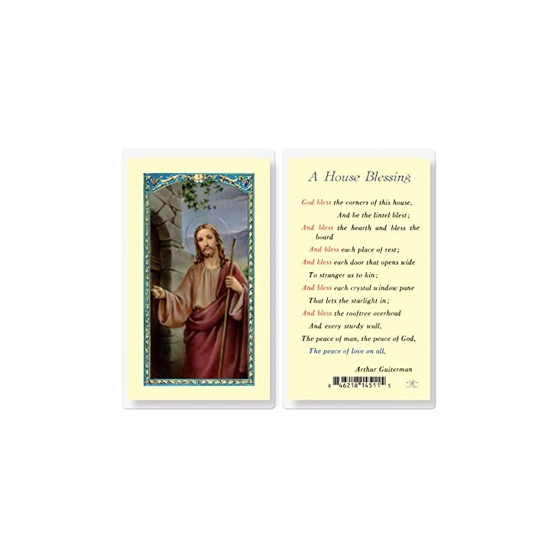 A House Blessing Jesus Knocking Laminated Holy Cards, 25-Count Value