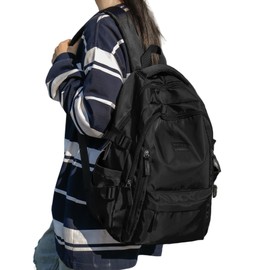 ZESU Korean Backpack, Women's, Commuting to School, Large Capacity, High School Students, Commuting, Men's Bag, Outdoor, Unisex, Middle School Students, Business Bag, School, Black, M