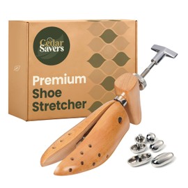 CedarSavers Premium 2-Way Wooden Shoe Stretcher Shoe Tree for Men & Women, Professional Shoe Expander with Length & Width Shoe Widener, Bunion Plugs Included (Men’s Medium Size / 10-11.5)