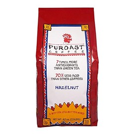 Puroast Low Acid Coffee Whole Bean | Hazelnut Whole Bean | Medium Roast | High Antioxidants & High pH |No Bitter Aftertaste | Reduced Heartburn & GERD | Suitable for Cold Brew - 2.2 LB