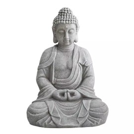 Sunjoy Buddha Statue 20 in. Large Sized Buddha Garden Statue Gray Decorative...