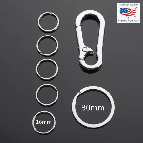 7pcs Keychain Key Split Rings Carabiner Clip Organizer Kit Keyring