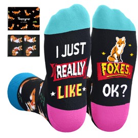 HAPPYPOP Fox Gift Ideas Socks - Funny Fox Socks for Women Men, Fox Stuff for Teen Girls Boys, Animal Socks, Christmas Stocking Stuffers