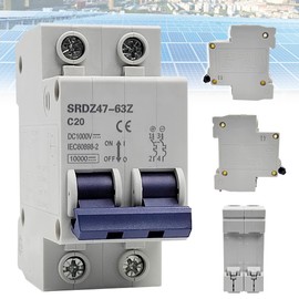 DC Miniature Circuit Breaker 2P 1000V Circuit Breaker 20A, DZ47-63Z PV System DC Isolator Switch, Circuit Breaker