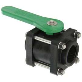Green Leaf V150FP Polypropylene Bolted Ball Valve, Full Port, 1 1/2" NPT Female