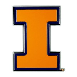 FANMATS 25131 Illinois Illini 3D Color Metal Emblem, Diecut Team Logo Auto Emblem