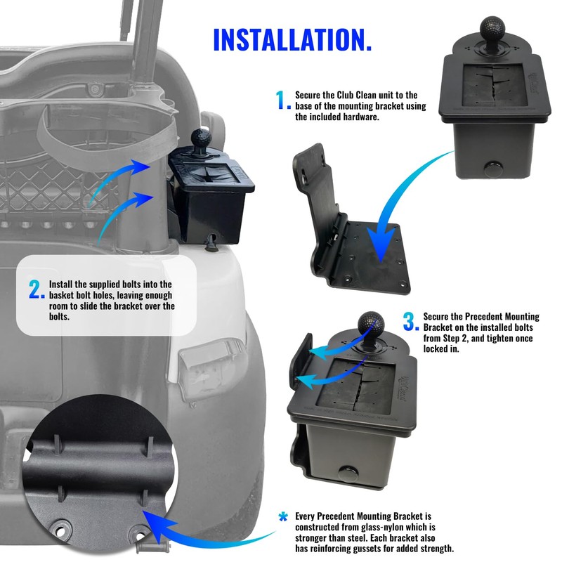 Club Clean Precedent Golf Cart Mounting Bracket