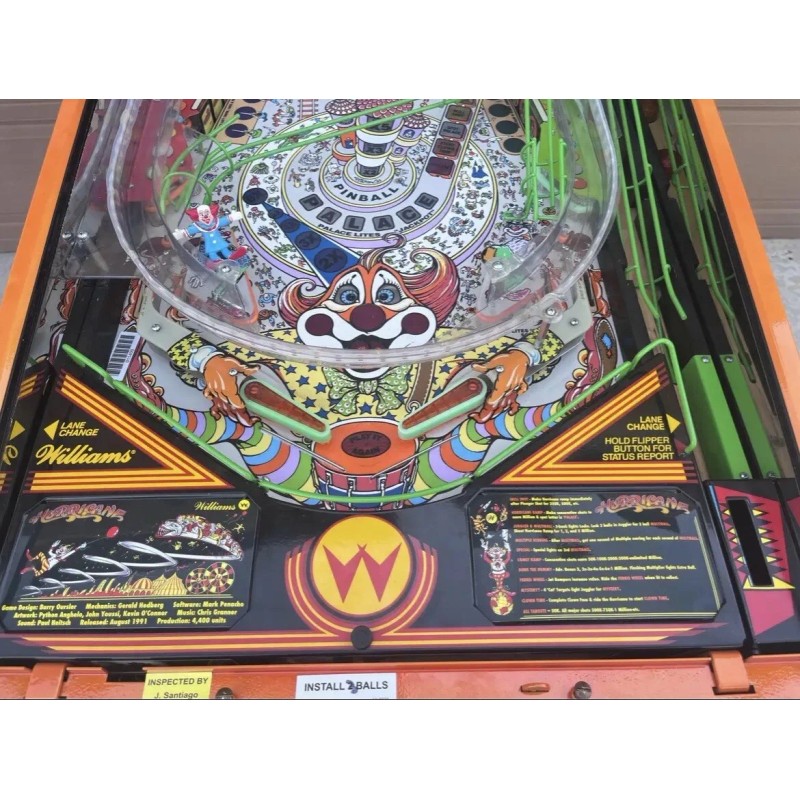 Williams Hurricane Pinball Custom Apron Instruction Cards