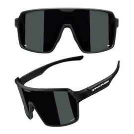 grinderPUNCH Polarized Sport Sunglasses for Men and Women, Lightweight Sun Glasses with UV Protection for Baseball Picketball Snow Hiking Cycling Running Fishing (Black)
