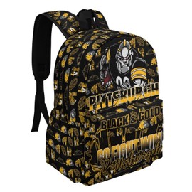 WTKBLAN Footabll Gifts for Pittsburgh Fans, Football Sport Backpack for Pittsburgh, Laptop Backpack for Men Women, Gold and Black Large Capacity Bag