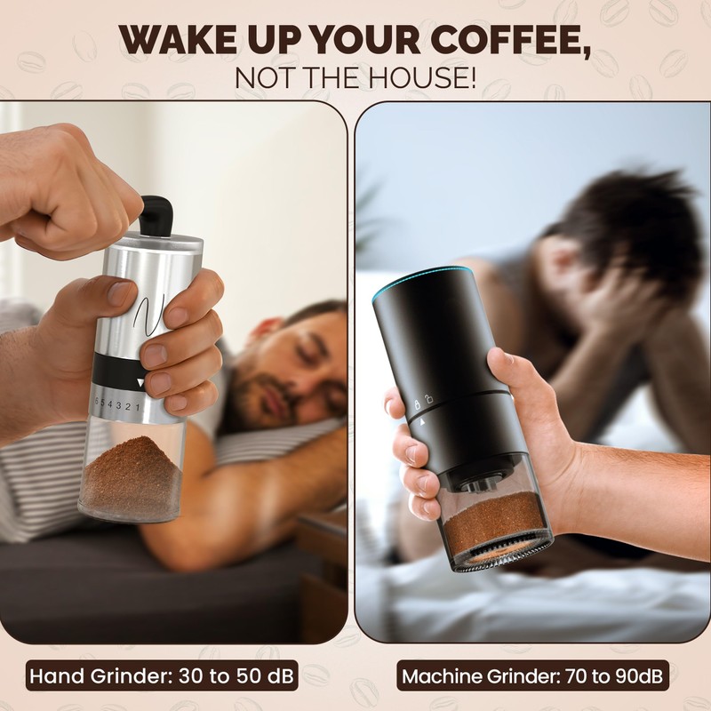 Nocturnal Cafe Manual Coffee Grinder - Conical Burr Grinder, Espresso