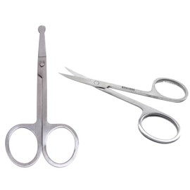 Nose Hair Trimmer Scissors Set Stainless Steel Rounded and Curved for Safe Brow Maintenance
