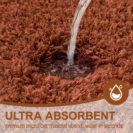 MondayRug - Alfombras de baño suaves y peludas, de microfibra gruesa absorbente de agua, antideslizantes, lavables a máquina, de secado rápido, para baño, tina y ducha, 30 x 20 pulgadas, color café