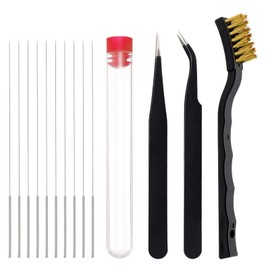 3D Printer Nozzle Cleaning Kit - 13 Pieces 3D Print Nozzle Cleaner Tools 0.4mm Cleaning Needles and Tweezers with Copper Wire Brush