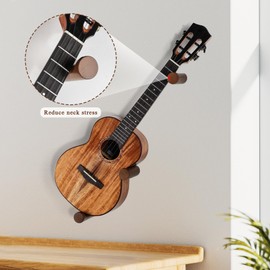 DAZZLIFE Ukulele Horizontal Guitar Hangers for Wall Wooden Wall Mount (White)