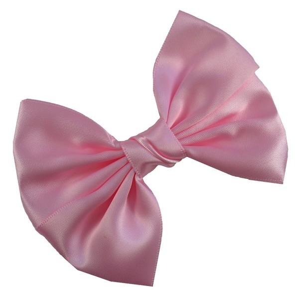 Satin Hair Bow By Funny Girl Designs - 4.5 Inch (LIGHT PINK)