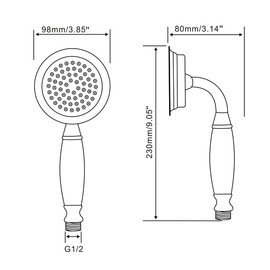 Shile - Alcachofa de Ducha de Mano (latón, 1,5 m), Tradicional, Chrome Hand Shower with Hose
