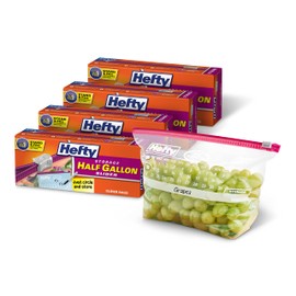 Hefty Slider Calendar Storage Bags, Half Gallon Size, 32 Count (Pack of 4), 128 Total