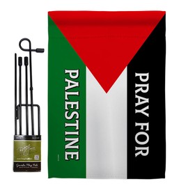 USA Decoration Pray for Palestine Flag Garden Stand Pole Set Bandera de Palestinian Tapestry Home Indoor Grave Yard Sign for Outside House, Gifts Made in USA