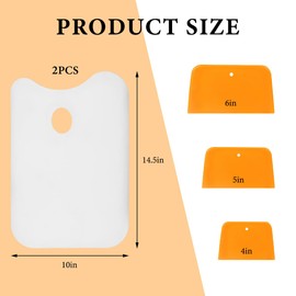NYTKL 5PCS Body Filler Mixing Board with Spreaders, 14.5x10 Inch Mixing Pad with 4, 5, 6 inch Body Filler Spreaders, Plastic Palette Scrapers for Automotive Fillers Putties Glazes